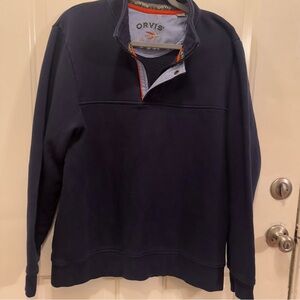Orvis Men's Dark Blue Zip-Up Sweater
